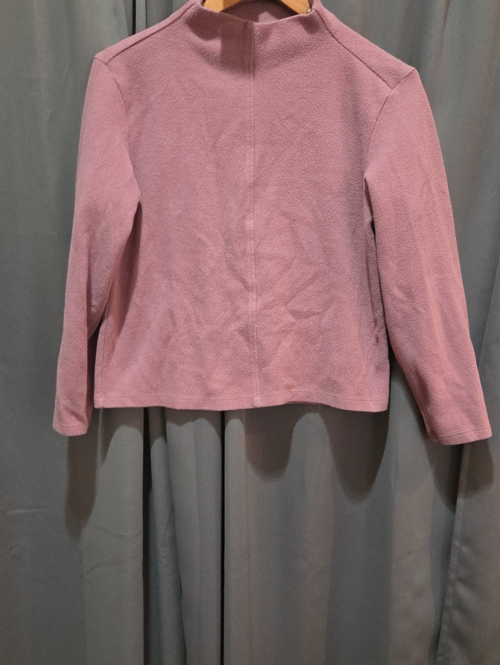 Women's Mauve Pink Mock-Neck Long Sleeve Top